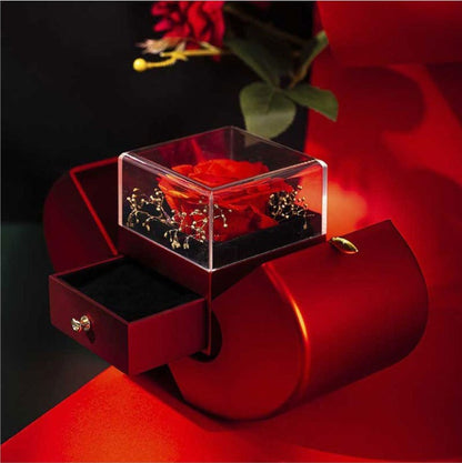 Eternal Rose Necklace in Red Apple Jewelry Box - The Perfect Gift for Love and Elegance