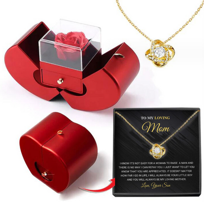 Eternal Rose Necklace in Red Apple Jewelry Box - The Perfect Gift for Love and Elegance