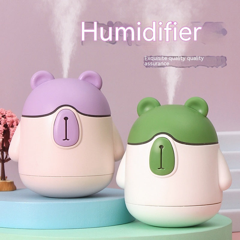 Adorable Bear Mini Desktop Humidifier - Cute Pet Cartoon Design, USB-Powered