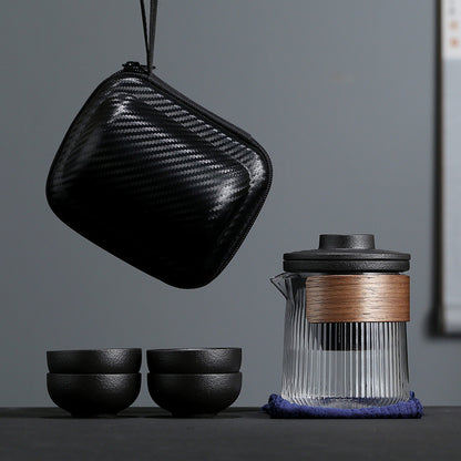 Minimalist Portable Travel Tea Set - Zen Black or Dark Green, Perfect for On-The-Go Tea Lovers