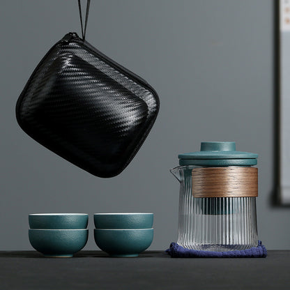 Minimalist Portable Travel Tea Set - Zen Black or Dark Green, Perfect for On-The-Go Tea Lovers