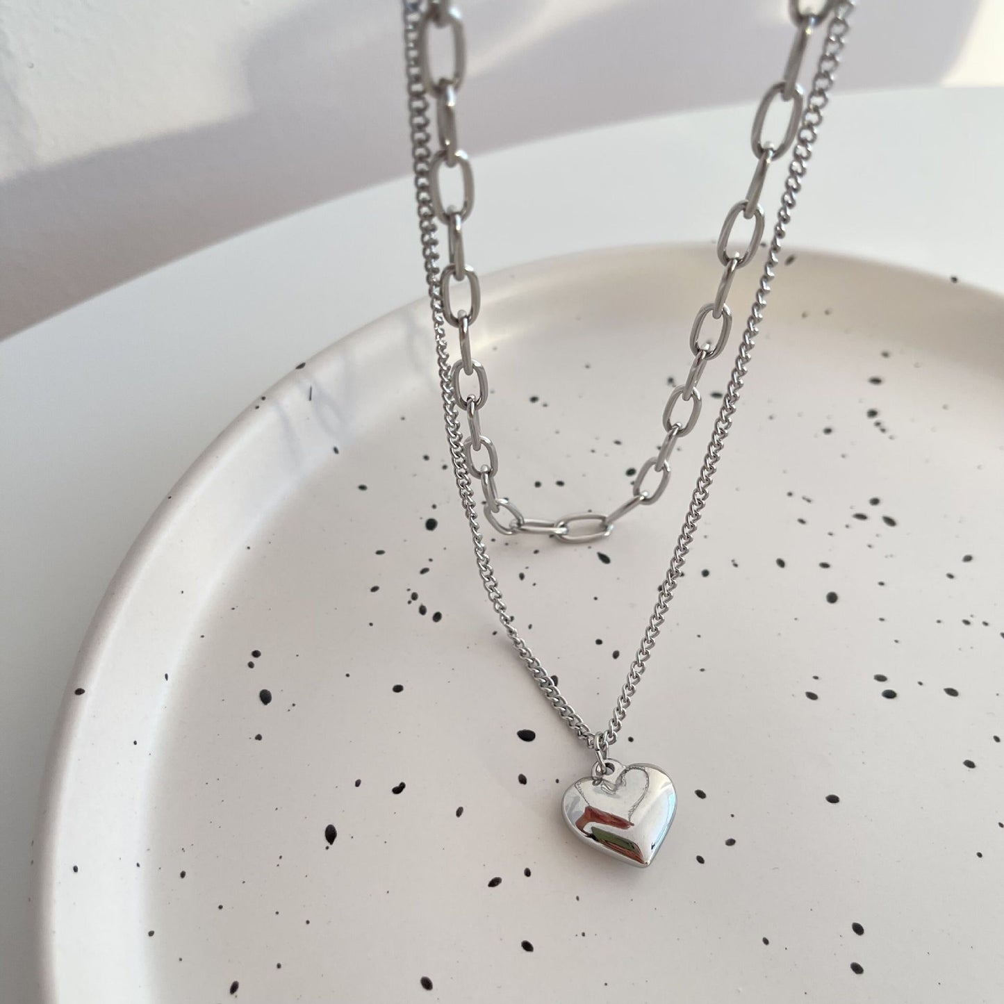 Twin Love Titanium Steel Necklace