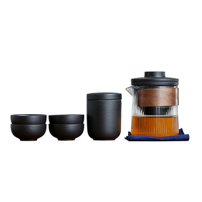 Minimalist Portable Travel Tea Set - Zen Black or Dark Green, Perfect for On-The-Go Tea Lovers