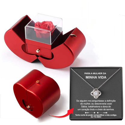 Eternal Rose Necklace in Red Apple Jewelry Box - The Perfect Gift for Love and Elegance