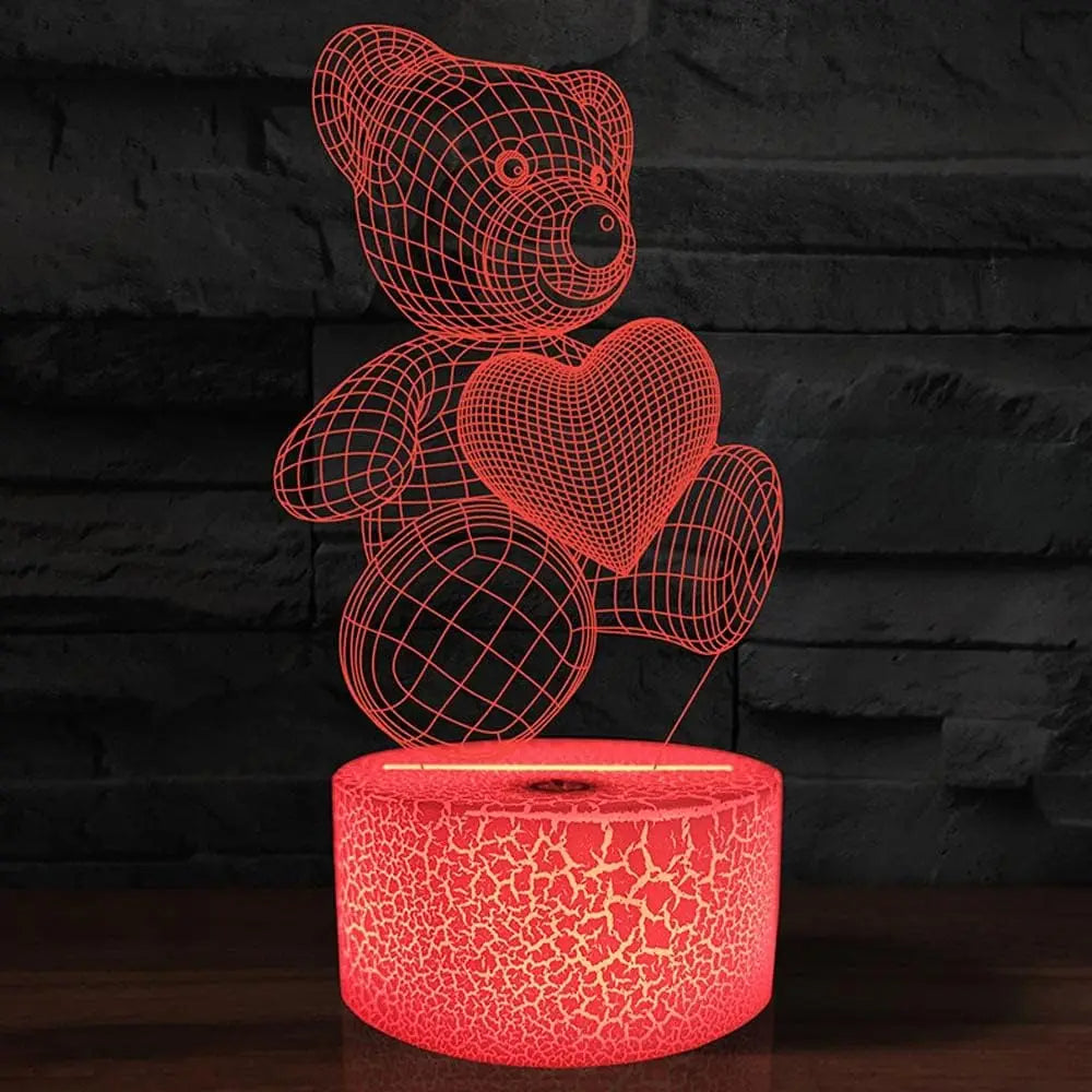 3D Teddy Bear Lamp - Color-Changing LED Night Light for Home Decor and Gifts