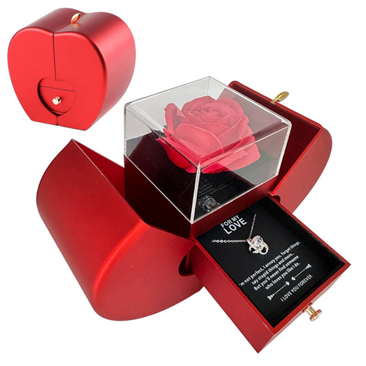 Eternal Rose Necklace in Red Apple Jewelry Box - The Perfect Gift for Love and Elegance